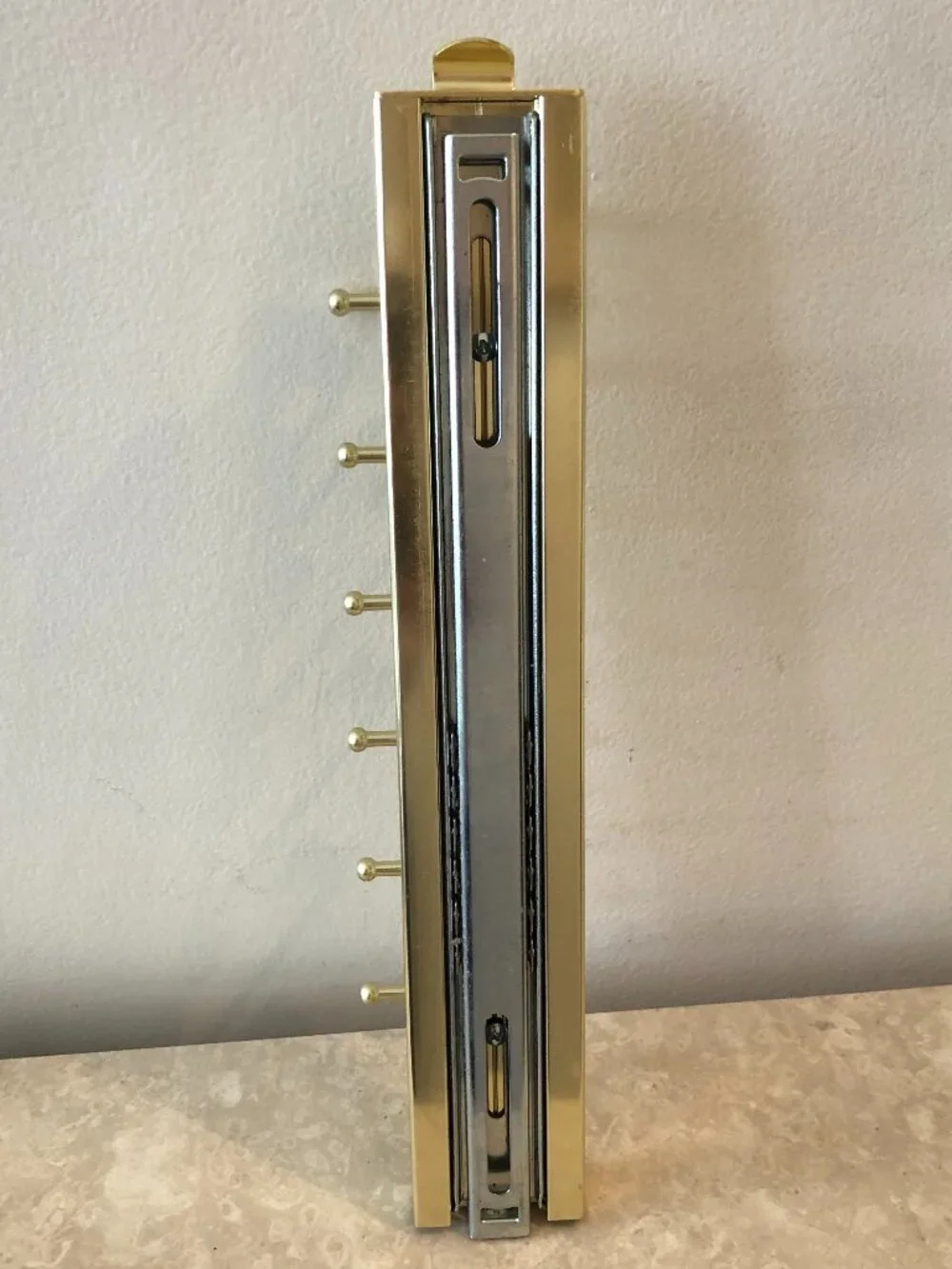 Tie Belt & Scarf Valet Garment Pull-out Rod in Polished Brass for Closet hanging
